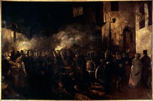 Tűzoltók tüzet futtatva Gustave Courbet (1819-1877) festménye 1850 V. 3,88x5,8 m Párizs, Musee du petit palais alkotó: Gustave Courbet