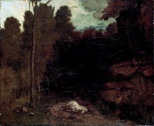 Táj döglött lóval, 1850-es évek. alkotó: Gustave Courbet