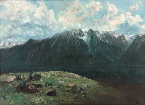 Panorámás kilátás az Alpokra, Les Dents du Midi, 1877 alkotó: Gustave Courbet
