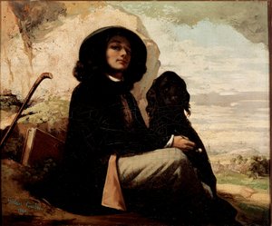 Gustave Courbet (1819-1877) önarcképe fekete kutyával, 1842 alkotó: Gustave Courbet