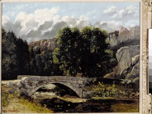 Kilátás a Saint Sulpice-hídra Fleurierben, Svájcban (olaj, vászon alkotó: Gustave Courbet