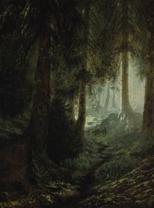 Szarvasok egy erdei tájban alkotó: Gustave Dore
