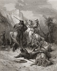 Egy burgundiai Florine hősnő, illusztráció a „Bibliotheque des Croisades” című könyvéből, J-F. Michaud, 1877 alkotó: Gustave Dore