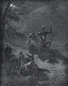 Éjszakai beszéd - Miguel Cervantes (1547-1616) "Don Quijote de la Mancha" című művéből (Don Quijote) - Fametszet Gustave Dore rajza alapján alkotó: Gustave Dore
