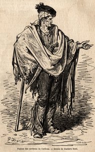 Cordoba régióból származó paraszt. Gustave Dore (1832-1883) vázlatát élőben készítette. A spanyolországi utazást illusztráló metszet, Charles Davillier és Gustave Dore 1862-ben a „Le tour du monde, nouveau Journal des voyages” című kiadványában, amely a di alkotó: Gustave Dore