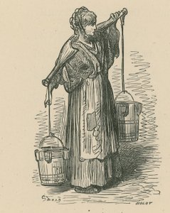 Egy nő két vödröt cipel alkotó: Gustave Dore