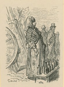 Egy nő üvegpalackokat árul alkotó: Gustave Dore
