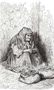 Gustave Dore egy idős spanyol asszony vázlata után. A Gustave Dore élete és emlékei című, 1885-ben megjelent kötetből. alkotó: Gustave Dore