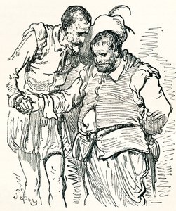 Gustave Dore Don Quijote és Sancho Panza eredeti rajza után. Gustave Dore 1885-ben kiadott Élet és emlékek című kötetéből. alkotó: Gustave Dore