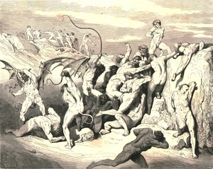 Ah! Hogyan kötözték meg őket az első csíknál!, 1890. alkotó: Gustave Dore