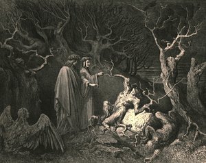 És egyenesen a törzs felkiált: Miért kopogtatsz engem, c1890. alkotó: Gustave Dore