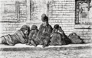 "Alszik az utcákon", 1872. alkotó: Gustave Dore
