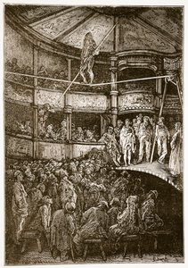 Blondin at Shoreditch, a "London, a zarándoklat"-ból, írta William Blanchard Jerrold (1826-94) és metszett Gauchard, kocsma. 1872 alkotó: Gustave Dore