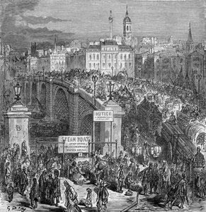 Forgalmas jelenet a London Bridge-en, 1872. alkotó: Gustave Dore
