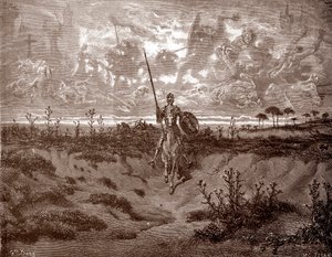 Don Quijote elindul a kalandjaira Gustave Dore (1832-1883) metszete Miguel de Cervantes (1547-1616) „L
