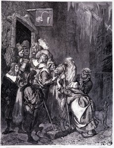 Lépjen be ebbe a fogadóba, IV. tábla – Gustave Dore (1832-1883) illusztrációja, a La legende du Jeif vándorlásához, Pierre Dupont, Librairie du Magasin Picturesque kiadás, Párizs 1862 alkotó: Gustave Dore
