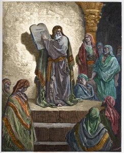 Ezra, az írástudó felolvassa a törvényt a népnek - - metszet Gustave Dore (1832-1883) „The Bible illustree”-be - Metszet a „Dore Bibliából” alkotó: Gustave Dore