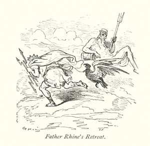 Rajna atya visszavonulása (metszet) alkotó: Gustave Dore