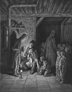 „Found in the Street”, 1872. alkotó: Gustave Dore