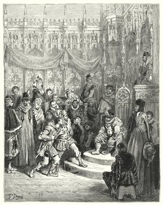 Gustave Dore Don Quijote: "Sancho Panza kormányzó igazságot szolgáltat" (metszet) alkotó: Gustave Dore