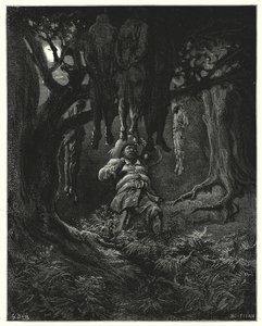 Gustave Dore Don Quijote: "Segítségért kiáltott Don Quijotéhez" (metszet) alkotó: Gustave Dore