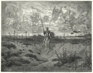 Gustave Dore Don Quijote: „Majdnem egész nap utazott” (metszet) alkotó: Gustave Dore