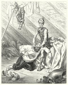 Gustave Dore Don Quijote: "Valóban hitte, hogy eljött az utolsó órája" (metszet) alkotó: Gustave Dore