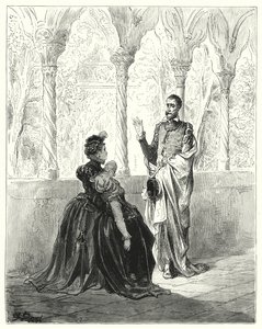 Gustave Dore Don Quijote: "Imádkozz, Lord Don Quijote, vonulj vissza, mert ez a szegény fiatal teremtmény nem jön magához, amíg itt vagy" (metszet) alkotó: Gustave Dore