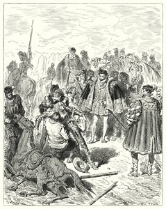 Gustave Dore Don Quijote: "Sápadtan és hideg verejtékben találták" (metszet) alkotó: Gustave Dore