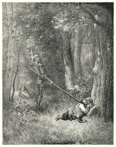Gustave Dore Don Quijote: "Ebbe a szép kijelentésre Sancho egy szót sem válaszolt" (metszet) alkotó: Gustave Dore