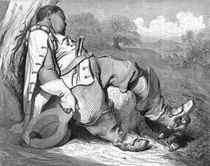 Illusztráció a „Le petit poucet”-hez, amelyet 1697-ben írt Charles Perrault (1628-1703) alkotó: Gustave Dore