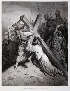 Jézus viszi a keresztet, Illusztráció a Dore Bibliából. alkotó: Gustave Dore