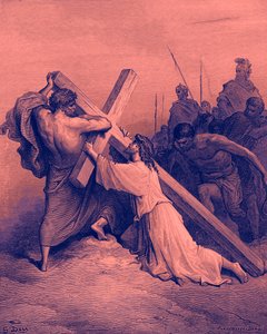 Jézus leesik a kereszt alatt - Biblia alkotó: Gustave Dore