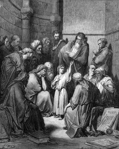 Jézus kikérdezi az orvosokat alkotó: Gustave Dore