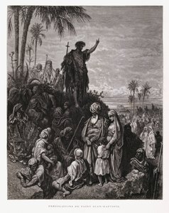 Keresztelő János prédikál, Illusztráció a Dore Bibliából alkotó: Gustave Dore