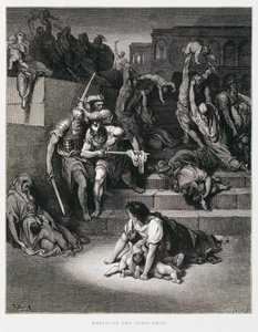 Heródes király elrendeli az ártatlanok lemészárlását, Illusztráció a Dore Bibliából alkotó: Gustave Dore
