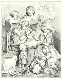 Családi mesék olvasása (metszet) alkotó: Gustave Dore