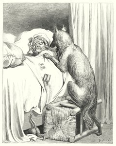 Le Petit Chaperon Rouge; Piroska (metszet) alkotó: Gustave Dore
