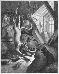 A macska és egy öreg patkány - A macska és egy öreg patkány - Jean de La Fontaine "Fables"-jából alkotó: Gustave Dore