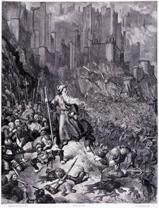 A csaták, IX. tábla – Gustave Dore (1832-1883) illusztrációja, a La legende du Jeif vándorhoz, Pierre Dupont, Librairie du Magasin Picturesque kiadás, Párizs 1862 alkotó: Gustave Dore