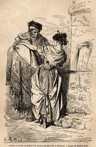 A nép férfi és nő szökőkútja Carmonában, a Sevilla melletti faluban van. Gustave Dore (1832-1883) vázlatát élőben készítette. A spanyolországi utazást illusztráló metszet Charles Davillier és Gustave Dore 1862-ben a „Le tour du monde, nouveau” c. alkotó: Gustave Dore