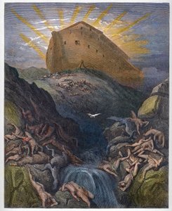 Noé bárkája – A bárkából kiküldött galamb – Noé bárkájából kiküldött galamb – Gustave Dore (1832-1883) „A Biblia illusztrációja” című metszet – Metszet a „” The Dore Bibliából” alkotó: Gustave Dore