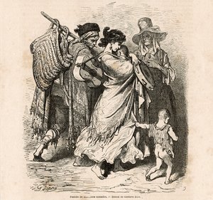 Nomád zenészcsalád (metszet) alkotó: Gustave Dore