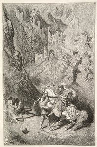 Útban a zöld kápolnához Charles Henry Hanson: Arthur király napjainak történetei, pub.1898 alkotó: Gustave Dore