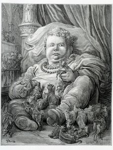 Pantagruel körülveszi a teheneket – Rabelais „” Gargantua”-jában, ill. Gustave Dore alkotó: Gustave Dore
