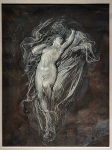Paolo és Francesca da Rimini a pokolban, 1861 előtt (tus és fehér tempera, barna színezett papírra) alkotó: Gustave Dore