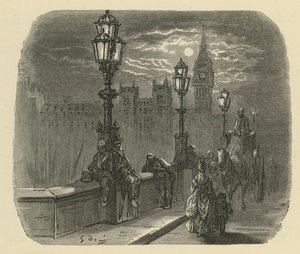 Emberek és kocsik a Westminster hídon alkotó: Gustave Dore