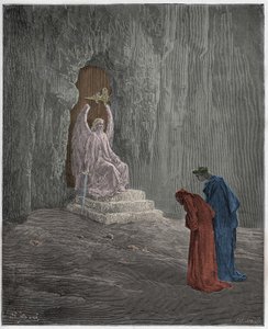 Purgatorio, 9. ének: Dante és Vergilius a Purgatórium kapuinál, illusztráció Dante Alighieri "Isteni színjátékából", 1885 alkotó: Gustave Dore