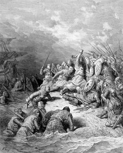 Richard Lion Heart szállítja Joppé városát – Gustave Doré metszetét alkotó: Gustave Dore