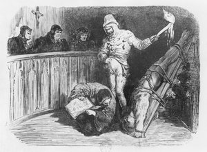 Az inkvizíció jelenete, illusztráció Michel Eyquem de Montaigne (1533-92) „Esszéjéből” (metszet) (bw fotó) alkotó: Gustave Dore